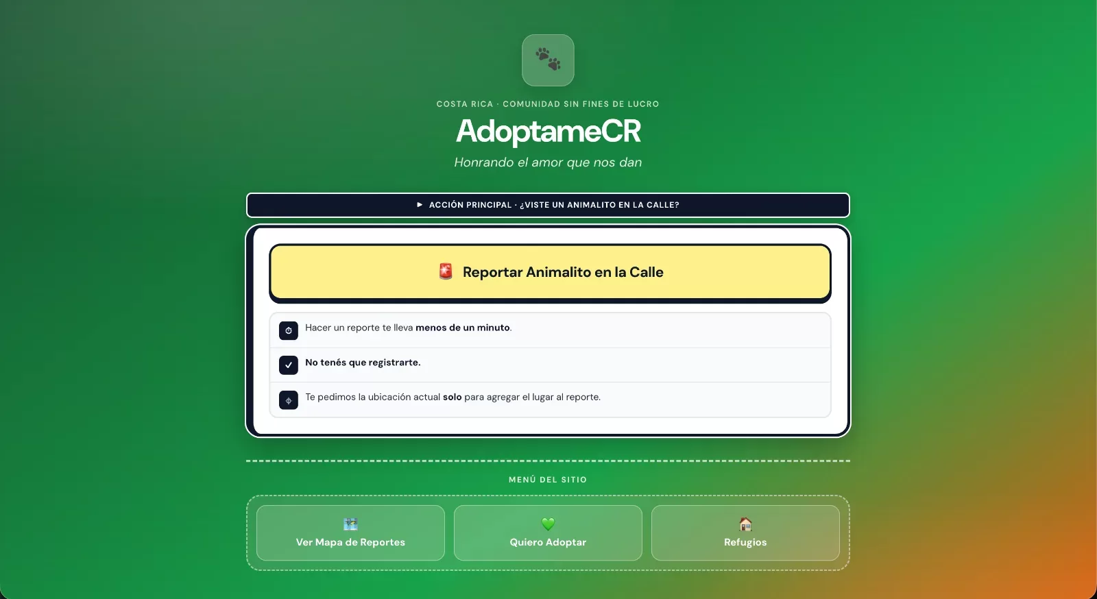 AdoptameCR — Landing